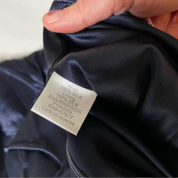 Vintage Y2K Alice + Olivia silk navy blue sleeveless textured cocktail dress XS - Picture 4 of 8